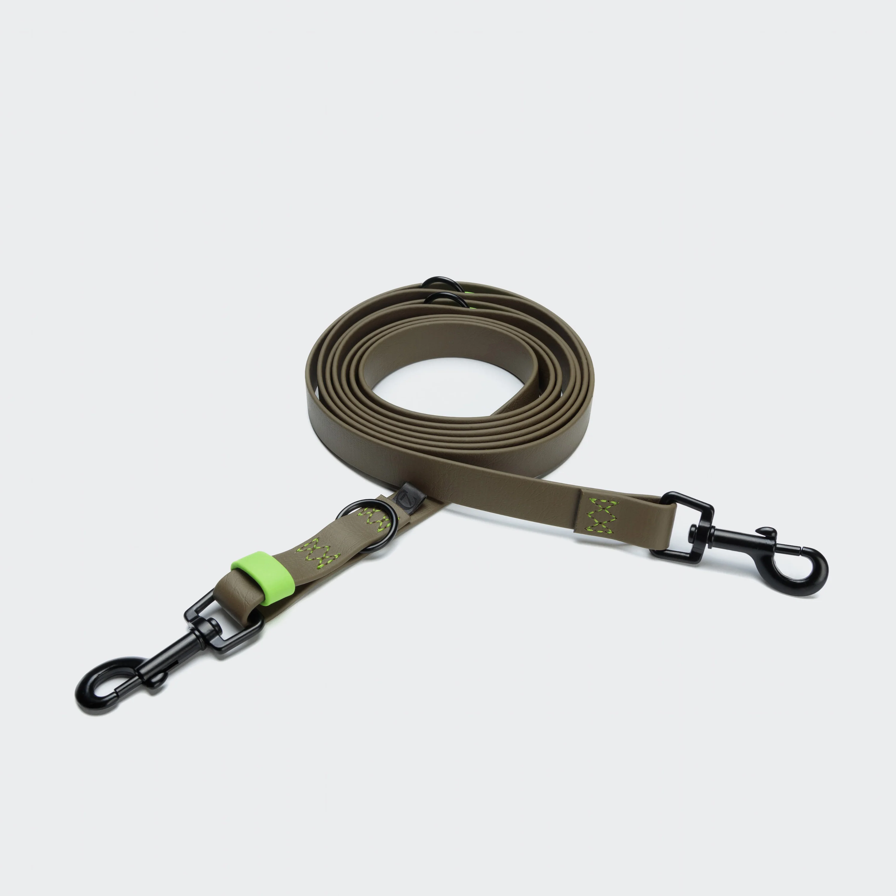 Hundeleine verstellbar BioThane Ipanema Olive-Neon Green