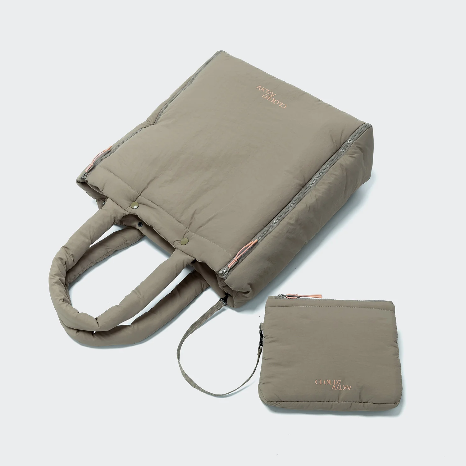 Hundereisebett & Tote Bag AKTIV Puffer Khaki/Peach - Image 4